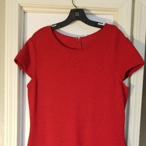 St. John Red Knit Cap Sleeve Dress